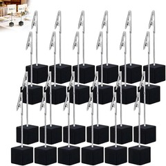 24 Pcs Wooden Cube Memo Holders with Alligator Clips, Table Number Stands for