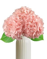 3Pcs Real Touch Hydrangea Artificial Flowers – 16.7″ 3D Latex Light Light Pink