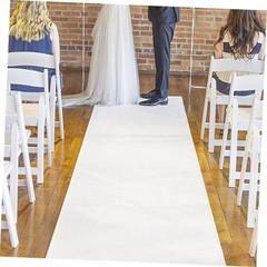 White Aisle Runner for Wedding Ceremony, 2 x 15 ft, Non-Woven Polyester Fabric