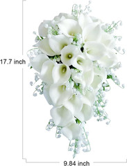 Elegant Cascading White Calla Lily Bridal Bouquet – Waterfall Design