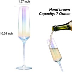 Gutsdoor Crystal Champagne Flutes Glass Set 2 Count (Pack of 1), Iridescent