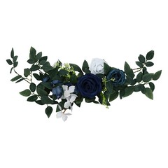 Blue Artificial Flower Arrangement Ribbons For Wedding Chair Back Decor Pack 6x~
