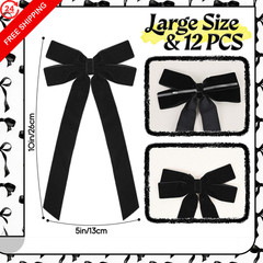 12 Pcs Black Velvet Bows, 5 x 10 Inch Ribbon Bows 5 x 10 Inch,