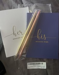 Evoware His & Hers Vow Books Set of 2 Silver Rose Gold Pens 28 Pages