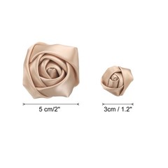 20pcs 2Size Satin Ribbon Roses 2.5cm/5cm Ribbon Rose Artificial Fabrics(Khaki)