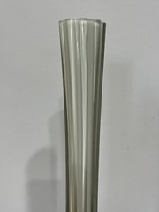 Vtg Smoked Gray White Cased Art Glass Ribbed Funky Unique Tower Vase 12” Tall