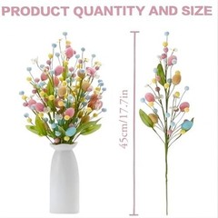 Artificial Easter Flower,4 Pcs Easter Colorful Egg Berries Decorations, Spring