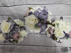 Wedding Table Centerpieces, Floral Centerpieces, Dusty Purple, Ivory, Vintage