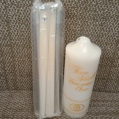 Irenare Unity Candles for Wedding Ceremony with Brass Colored Metal Stand New