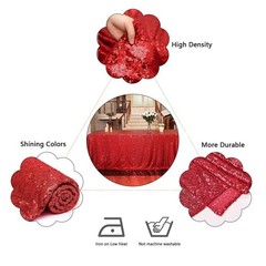 Juya Delight 60″ x 102″ Red Sequin Tablecloth x (Rectangular),