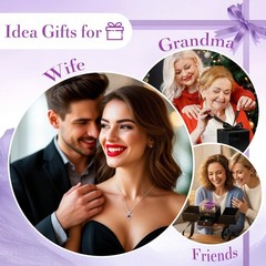 Sereney Preserved Purple Flower Rose with Necklace, Forever Purple,