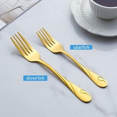 Gold Dinner Fork Set, Seeshine 7.8-inch Stainless Steel Shiny Gold Metal Tabl…