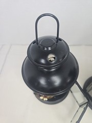 Set of 2 Black American Candle Lanterns Aluminum Metal And Glass With Candles