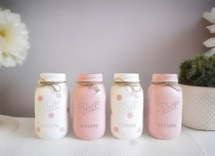 10 Painted Mason Jars In Pink Customizable Party Favors Table Centerpieces Decor