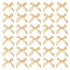 150 Pcs Mini Ribbon Bow 1.8 Inch Mini Fabric Satin Ribbon Champagne