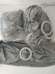 20 Grey Spandex Stretch Chair Sashes Bows with Slider Buckle Wedding Open Box