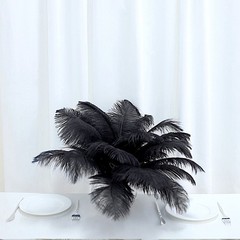 12 pcs 13-15″ long Black Genuine Ostrich FEATHERS Wedding Party Centerpieces