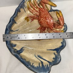 DEPT 56 Figural Palissy Style Majolica Clamshell and Crab Decorative Bowl