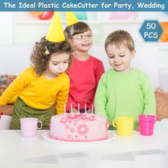 50 Pieces Disposable Cake Cutter Pie Server, 9 Inch Plastic Cake Spatula Serr…