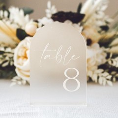 Hoodo Frosted Arch Acrylic Table Numbers 1-30 Stands 5X7 Acrylic Arch Signs And