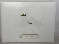 Western Wedding Pearl Guestbook. Embossed Lariat, Cowyboy Hat and Boot, 7×5