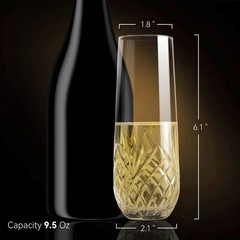 SHOSHIN Stemless Champagne Flutes, Hand Made, Set of 4, Toasting champagne gl…