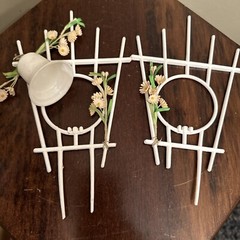 VTG 1940s 50s CHALKWARE WEDDING CAKE TOPPER BRIDE & GROOM Real Satin Dress