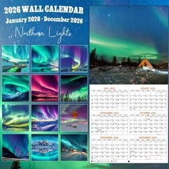 2026 Calendar, 2026 Wall Calendar, Northern Lights Calendar 2026 from Jan 202…