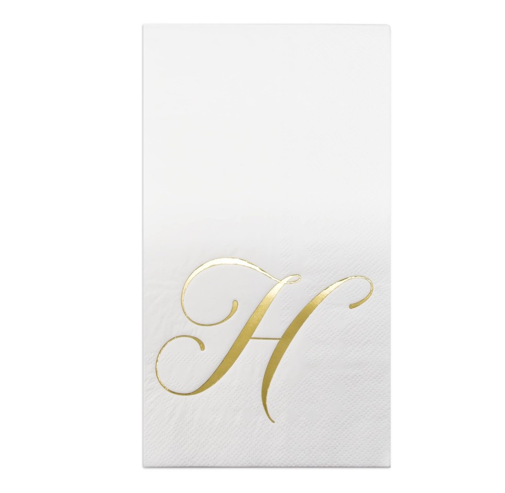 H Monogram Guest Napkins 100 Pack Initial Letter Personalized Napkins Paper D…