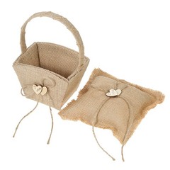 1 Set Rustic Ring Bearer Pillow Flower Basket For Wedding Premium