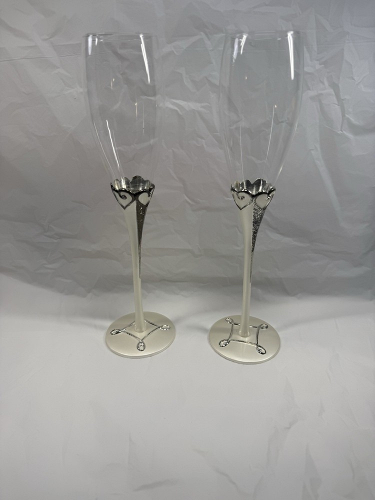 Vintage Crystal Wedding Champagne Goblets for Bride & Groom