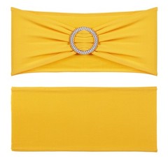 VEVOR 50PCS Gold Stretch Spandex Chair Sashes Elastic Band Wedding Party Dining