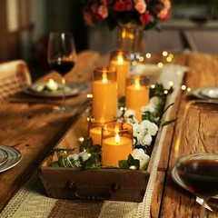 Flickering Flameless Candles, Battery Operated Acrylic LED Pillar Amber