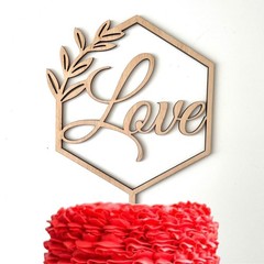 Love Wooden Cake Topper for Wedding Birthday 9×5 Inch (Pack of 1), Unpainted