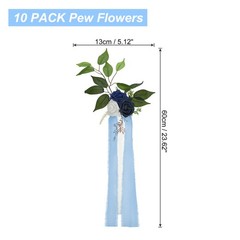 10Pcs Wedding Aisle Decorations Pew Flowers Chair Artificial Flowers Blue, White