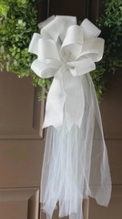 White Wedding Pew Bows/Tulle Tails,Aisle Chair Decorations,Church Ceremony Decor