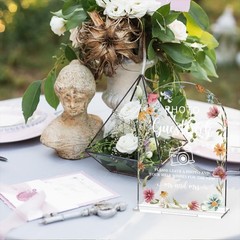 Wedding Reception Sign, Acrylic Table Top, Photo Guestbook, Clear
