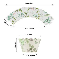 25 White Green Eucalyptus Leaves Print Cupcake Liners Muffin Wrappers Events