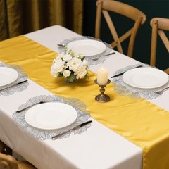 Round Placemats Set of 4 Flower Tablemats Vinyl Metallic Place Mats 4PCS Silver