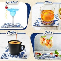 200 Pcs Blue Floral Napkins Blue White Disposable Dinner Napkins 10 x 10 Inch