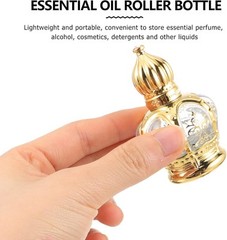 DOITOOL 2 Pcs Glass Water Bottles Refillable Essential Oil 0.3 Ounces, Golden