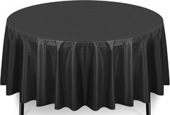 10 Pack 84″ Black Round Tablecloth Table Cover Wedding Banquet Event Plastic