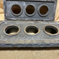 Set of 2 Tea Light Concrete and Slate Primitive Outdoor 3 Hole Candle Holder