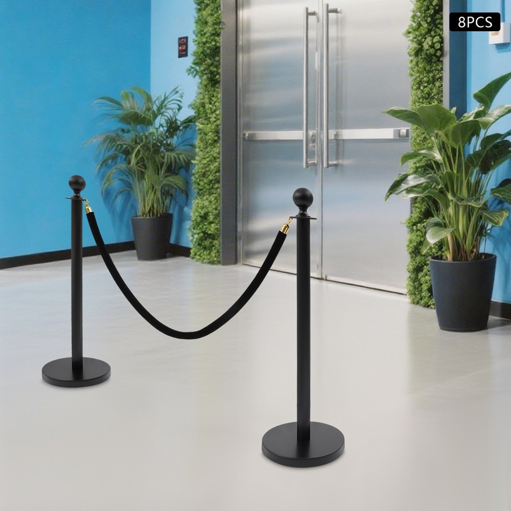 Crowd Control Barriers, Stanchion Posts with Ball Top – Durable Steel Set