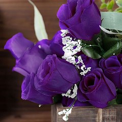 84 Purple SILK ROSE BUDS Wedding Party Flowers Bouquets Decorations on SALE