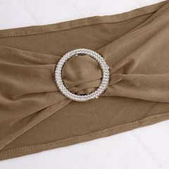 10 Taupe Spandex CHAIR SASHES with Silver Round Buckles Wedding Decorations SALE