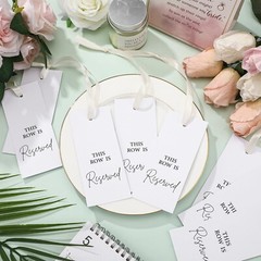 Kosiz 24 Pack Reserved Chairs Signs with Ribbon for Wedding Reception Party R…
