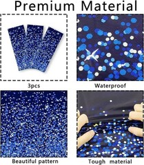 3pcs Blue Silver Tablecloths 54 inches x 108 inches, Sequin 3 Pieces