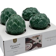 Threshold Green Artichoke Placecard Holders 4-Pack Stoneware Hosting Table Décor
