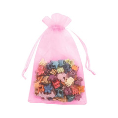 50Pcs Pink Organza Drawstring Jewelry Small Bag for Earring Favor Wrapping Packi